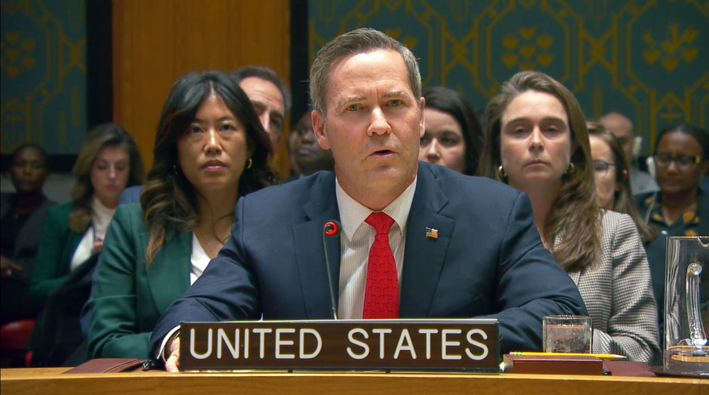US Ambassador Mike Waltz addresses the UN Security Council meeting on a resolution authorizing a Board of Peace and an International Stabilization Force in Gaza.